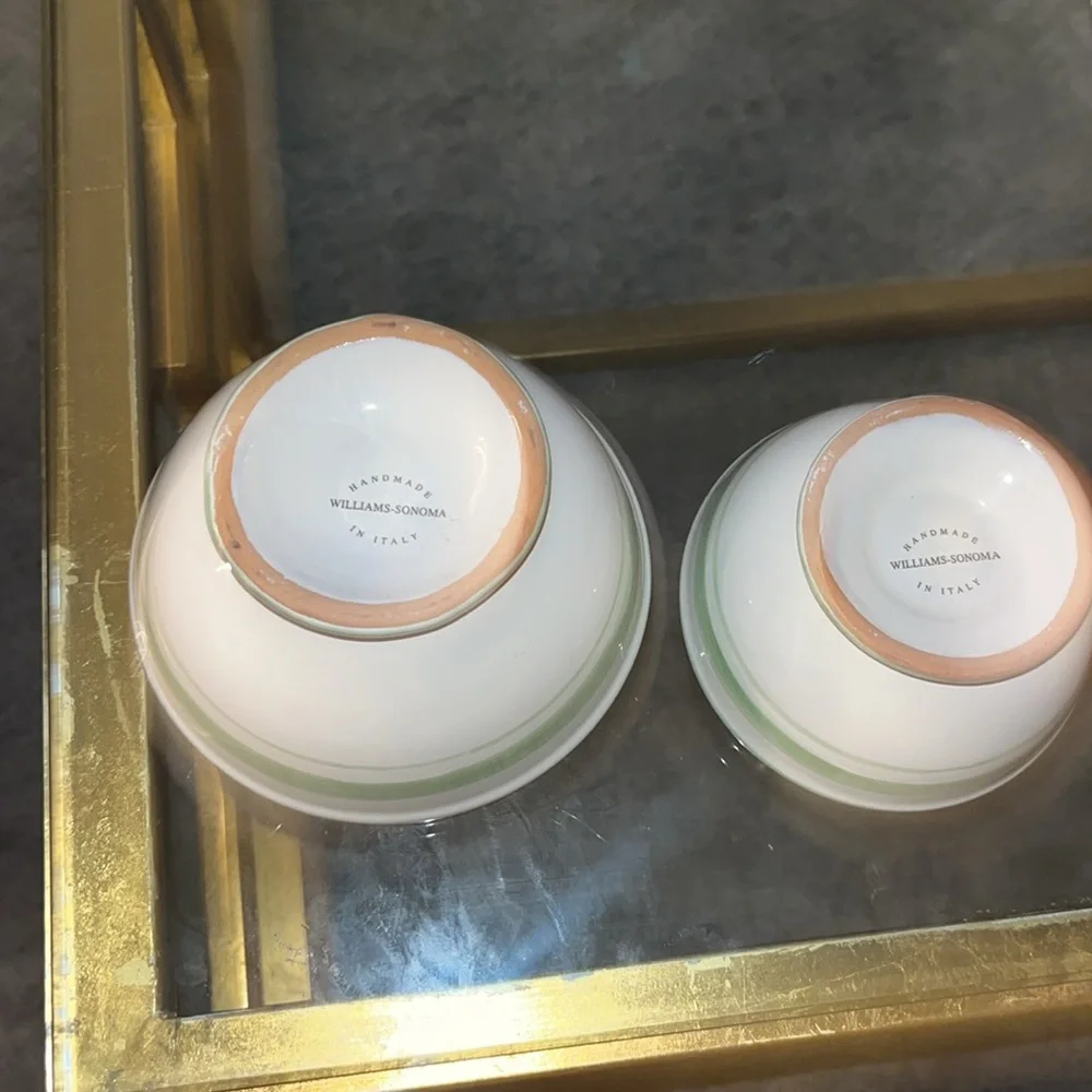 William-Sonoma handmade in Italy basil and thyme bowls.